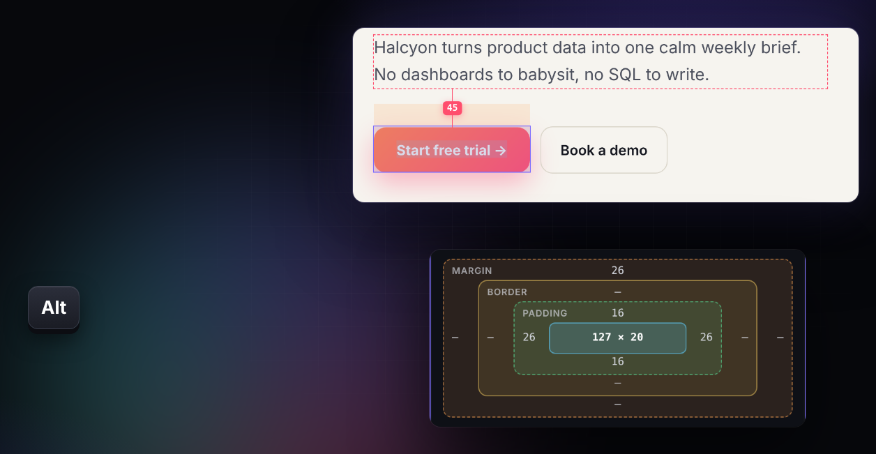 Measuring the gap between a button and a paragraph, with the box model
